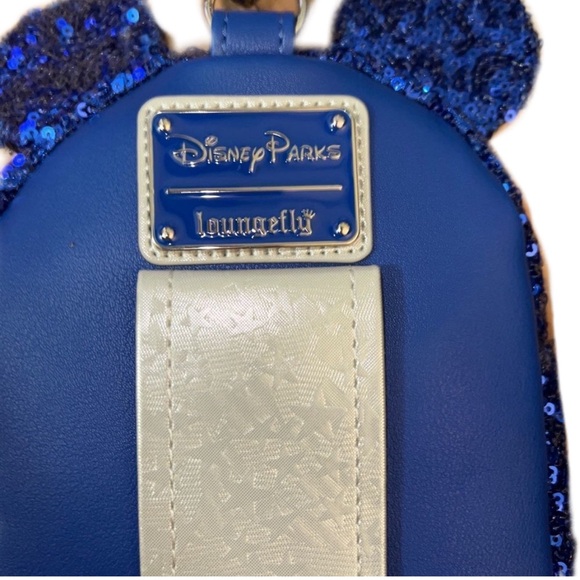 DISNEY Loungefly Make A Wish Blue Sequins Mini Backpack 2020 NWT - Picture 3 of 6